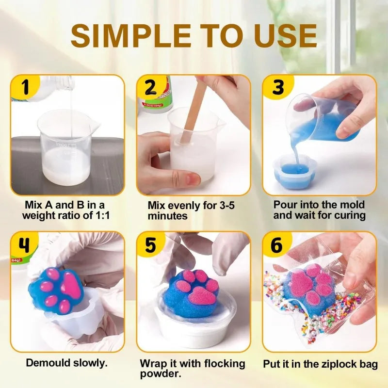 DIY Taba Squishy Kit Liquid Silicone Gel for Making Super Soft Squishy Christmas Gift Kit for DIY Hamsters Cat Paws Squishies
