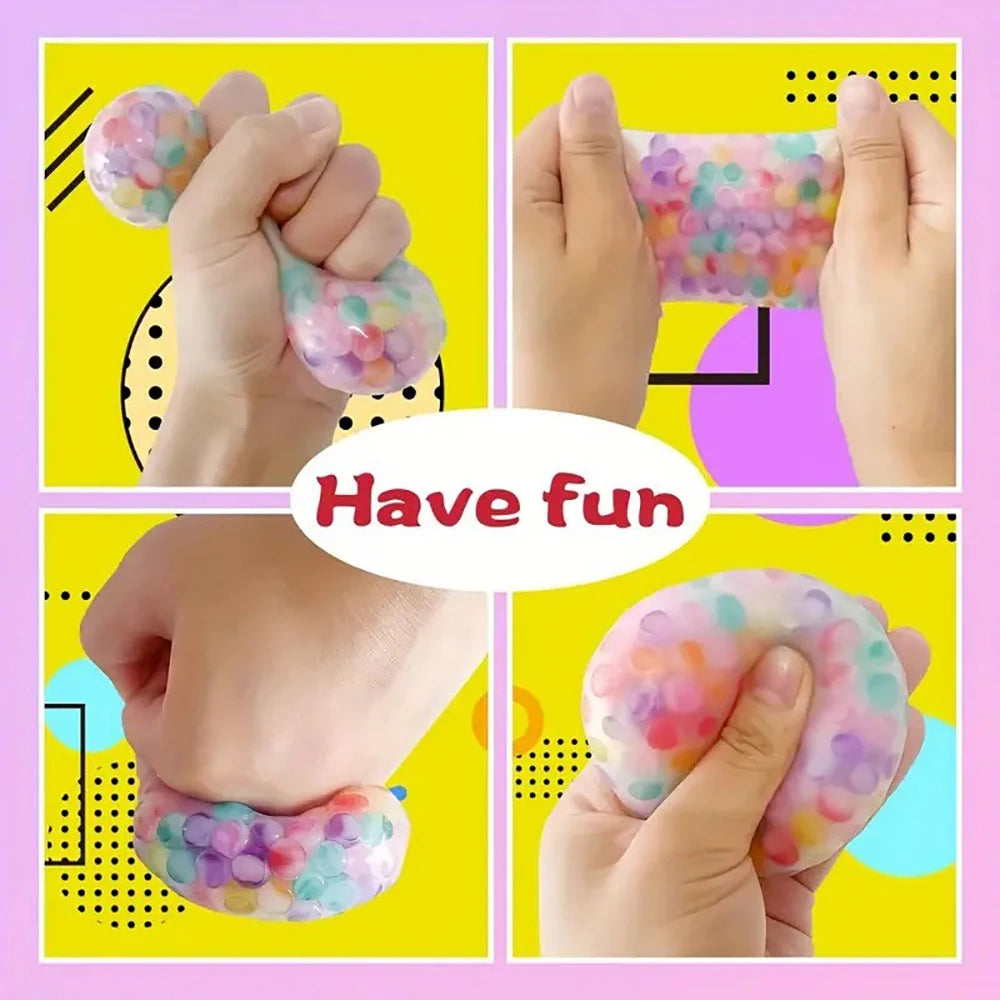 6cm Kids Exotic Pinch The Rainbow Bead Squishy