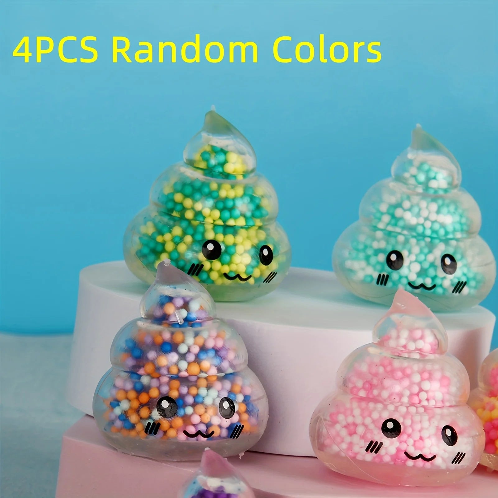 4pcs JOOYAPIE Mini Stretchy Poop-Shaped Toy