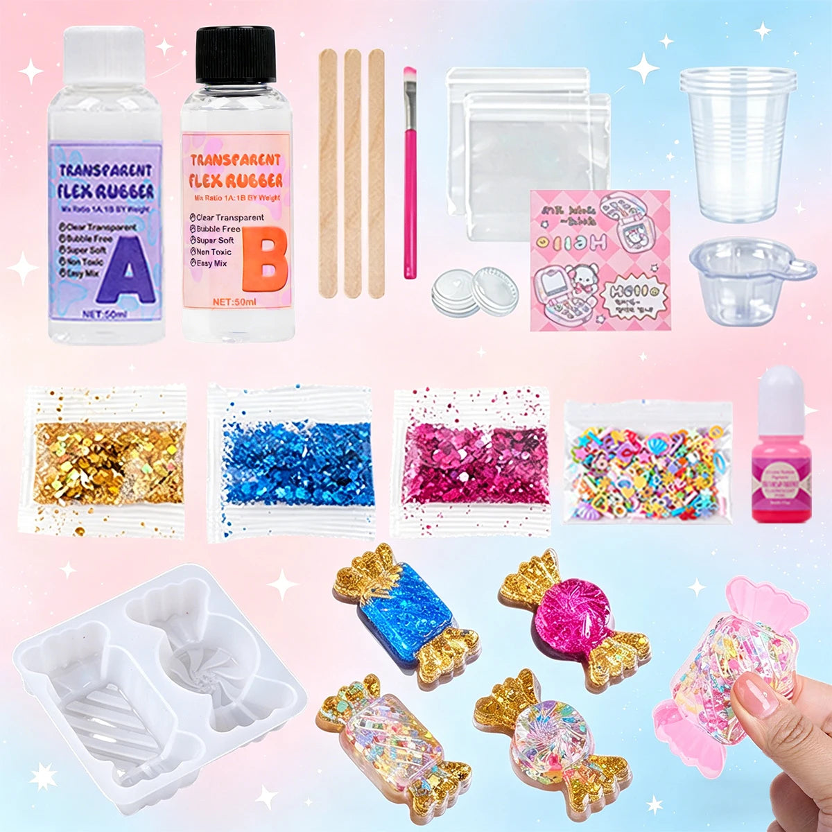 Candy Taba Squishy Kit Transparent Liquid Gel Silicone Squishy Making Tools 