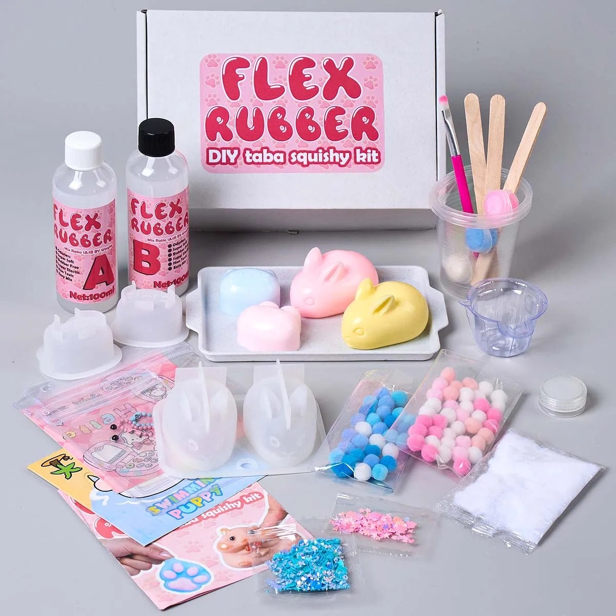 DIY  Taba Squishy Kit Set Liquid Gel Liquid Silicone Squishy Making Kit Perfect Kawaii Cartoon Cat Rabbit Decompression Gifts