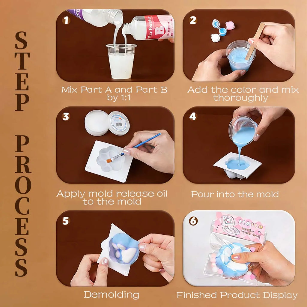 DIY  Taba Squishy Kit Set Liquid Gel Liquid Silicone Squishy Making Kit Perfect Kawaii Cartoon Cat Rabbit Decompression Gifts
